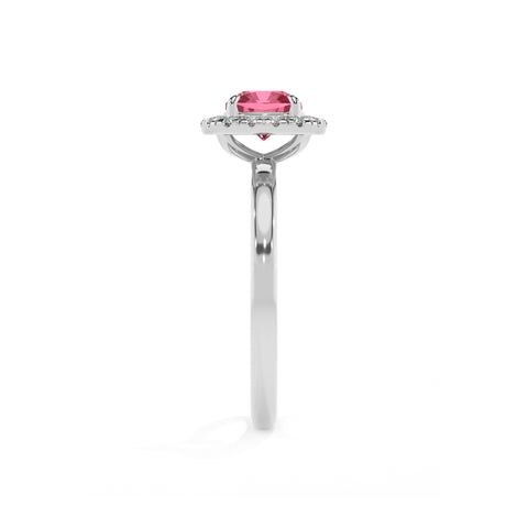 lab-grown pink-tourmaline cushion halo solitaire engagement ring