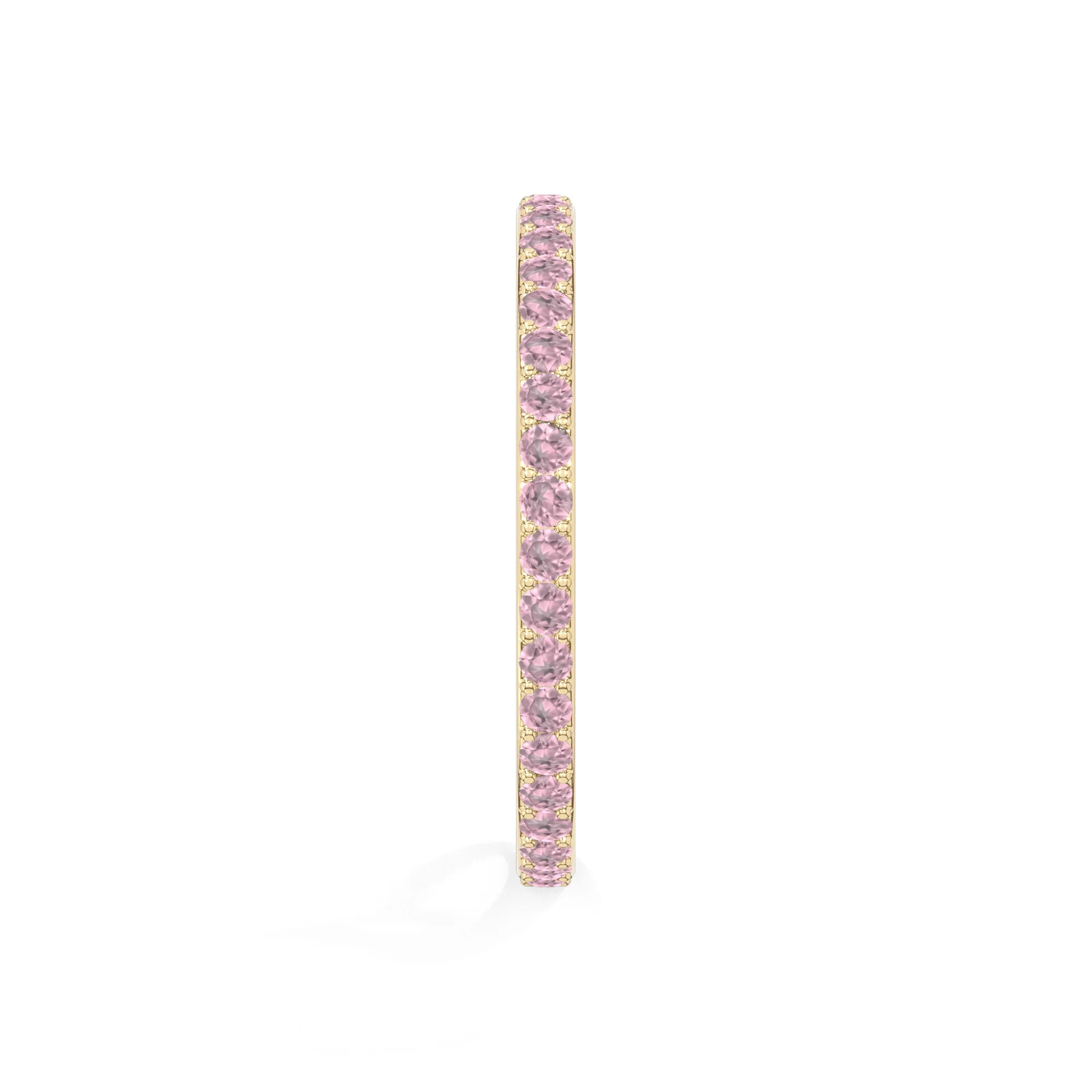 natural pink tourmaline eternity band rings in yellow gold vermeil