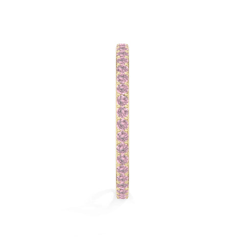 natural pink tourmaline eternity band rings in yellow gold vermeil