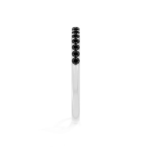 natural black onyx half eternity band rings in sterling silver 