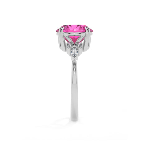 lab-grown pink-sapphire round solitaire engagement ring