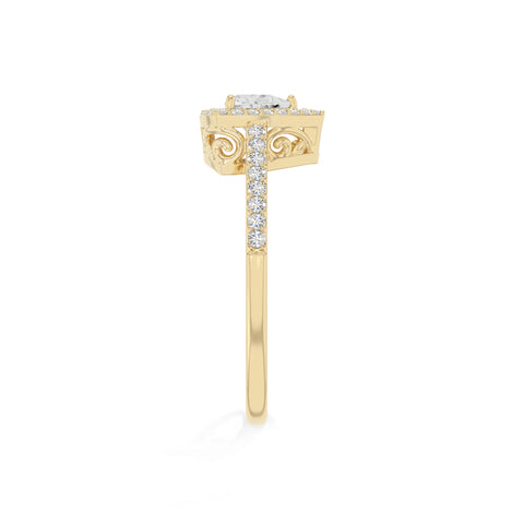 natural moissanite solitaire halo engagement rings in yellow gold vermeil