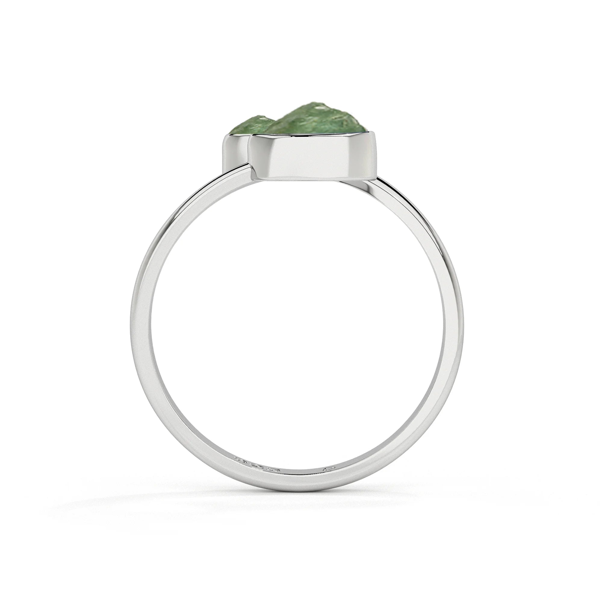 green-tourmaline rough shape stackable bezel-set ring