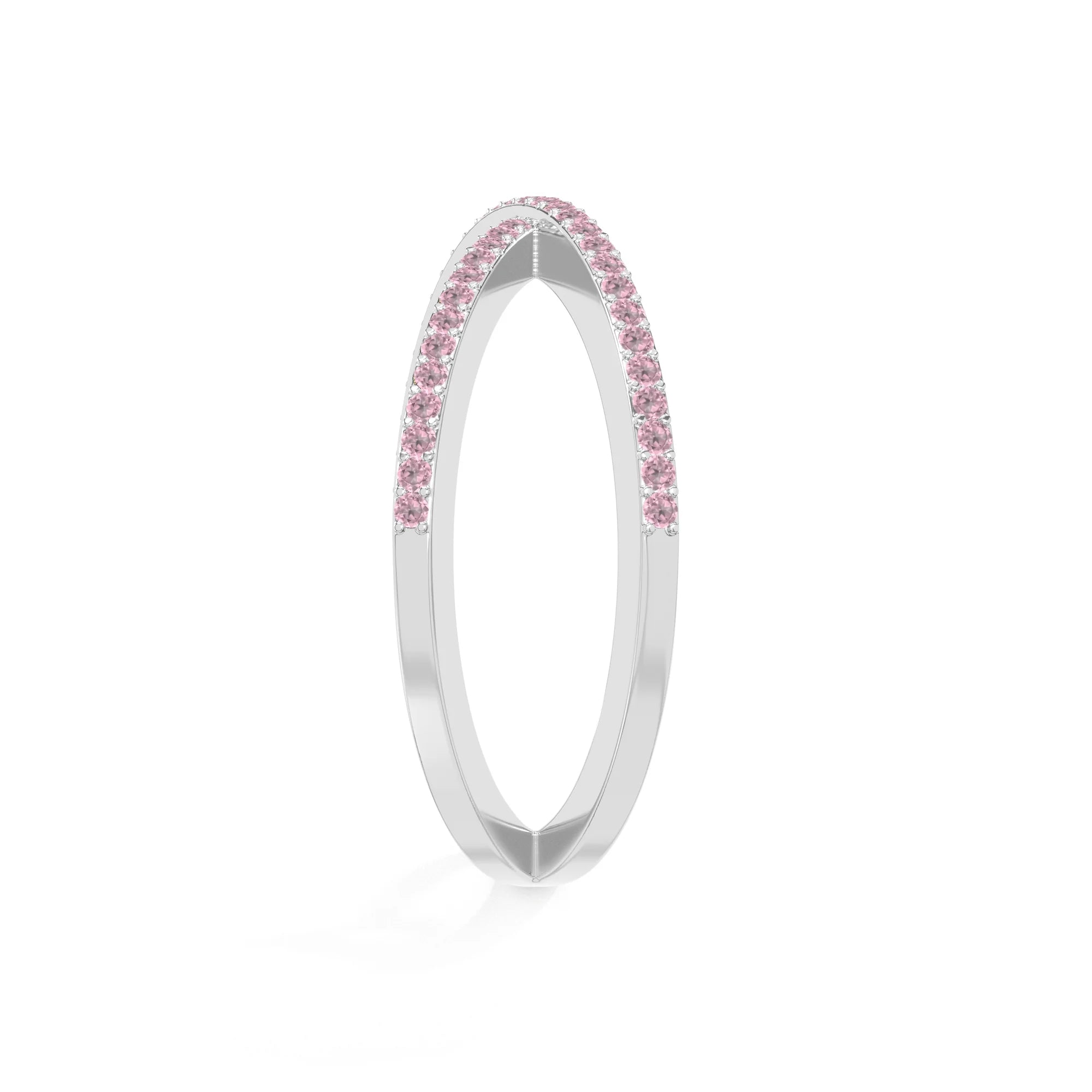 natural pink tourmaline criss cross band rings in sterling silver 