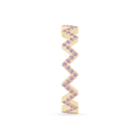 natural pink tourmaline zig-zag wedding band rings in yellow gold vermeil