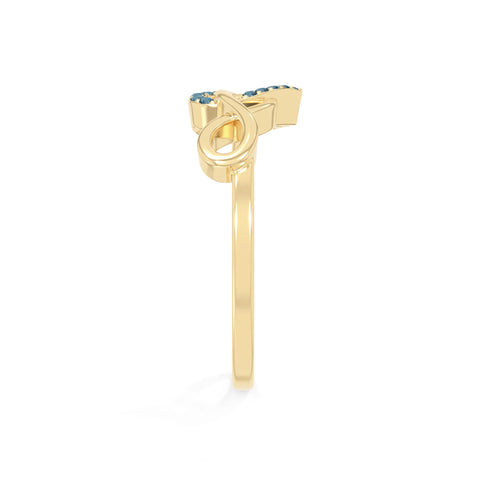 natural london blue topaz infinity heart promise rings in yellow gold vermeil