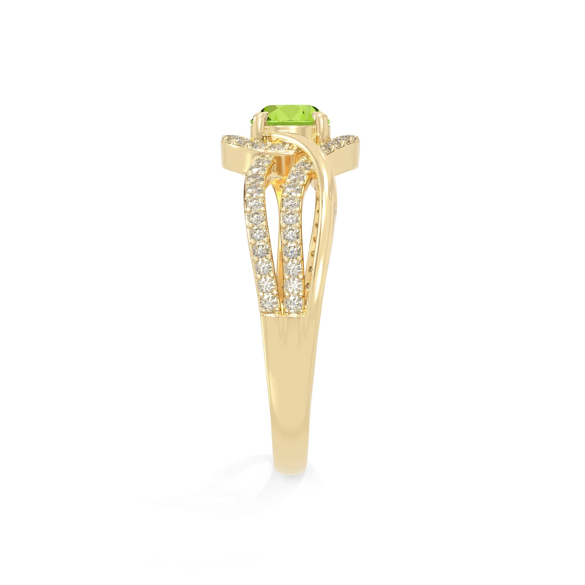 natural peridot solitaire engagement rings in yellow gold vermeil