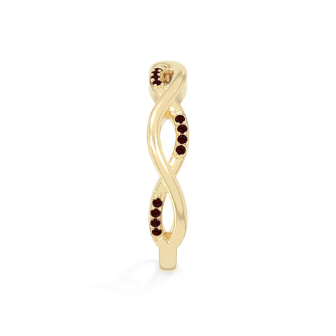natural garnet twisted wedding band rings in yellow gold vermeil