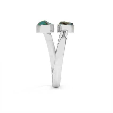 chrysocolla rough shape stackable bezel-set ring