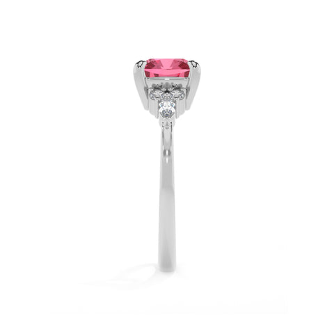 lab-grown pink-tourmaline cushion solitaire engagement ring