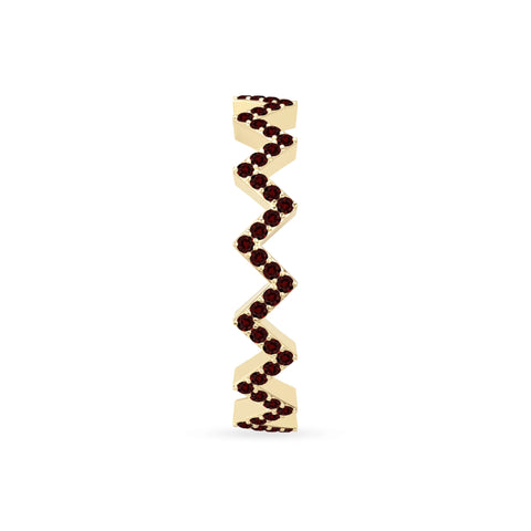 natural garnet zig-zag wedding band rings in yellow gold vermeil