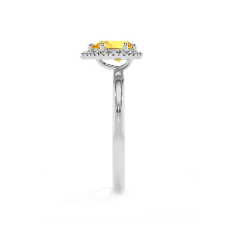 lab-grown yellow-sapphire pear halo solitaire engagement ring