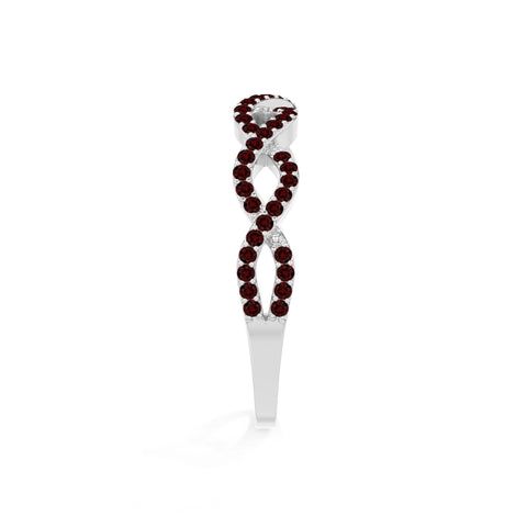 natural garnet twisted wedding band rings in sterling silver 