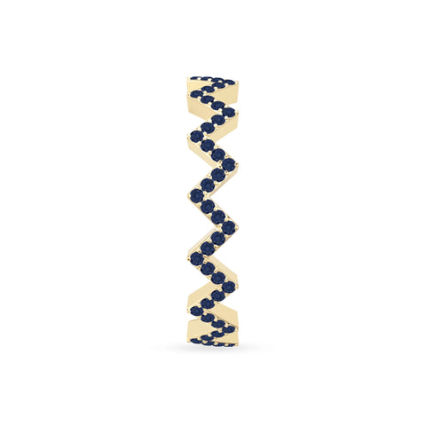 natural blue sapphire zig-zag wedding band rings in yellow gold vermeil