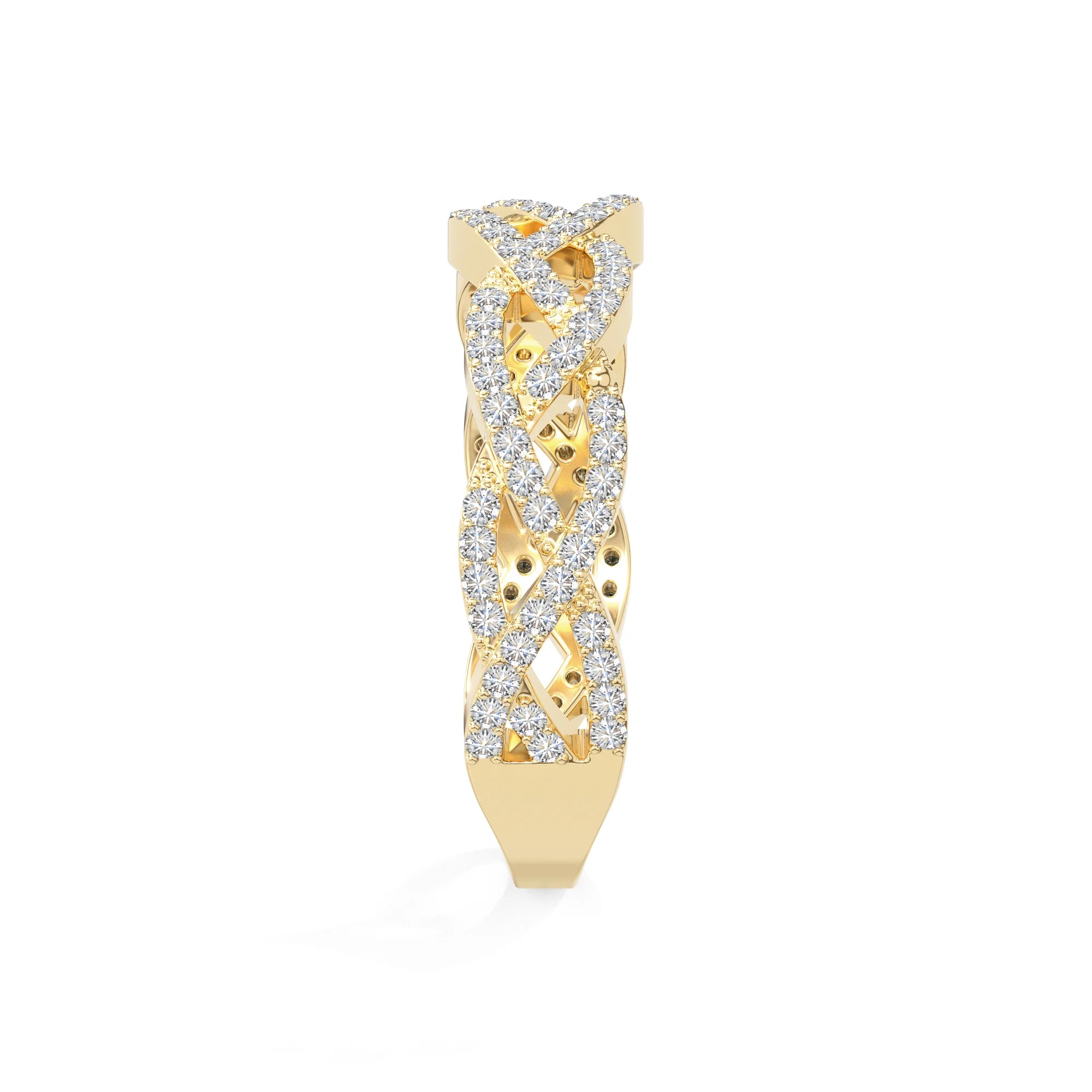 natural moissanite twisted braided wedding band rings in yellow gold vermeil