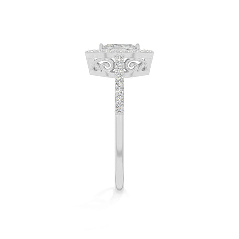 natural moissanite solitaire halo engagement rings in sterling silver 