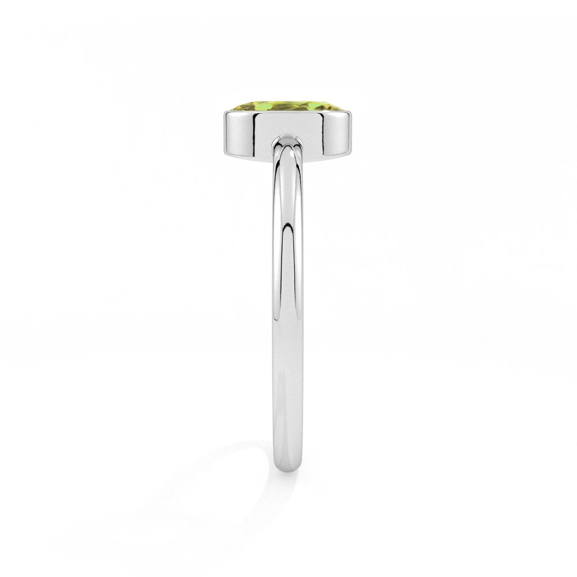 peridot oval cut stackable bezel-set ring