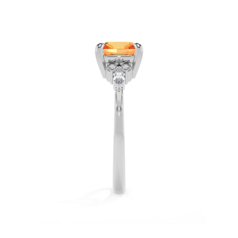 lab-grown citrine cushion solitaire engagement ring