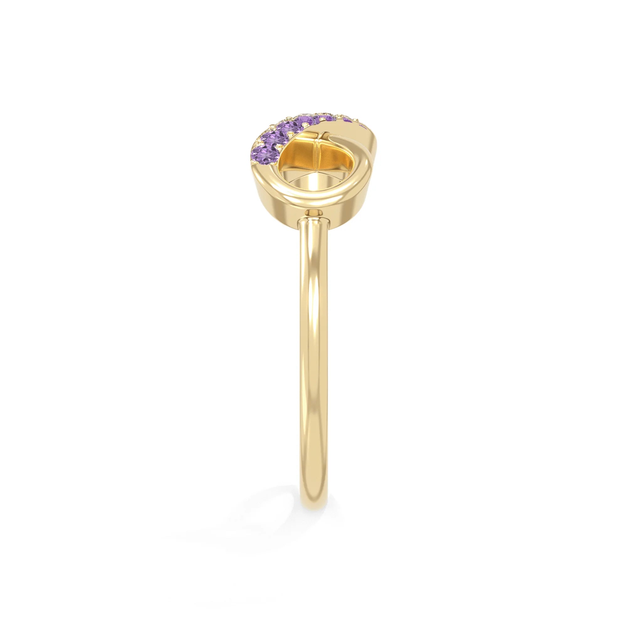 natural amethyst infinity promise rings in yellow gold vermeil