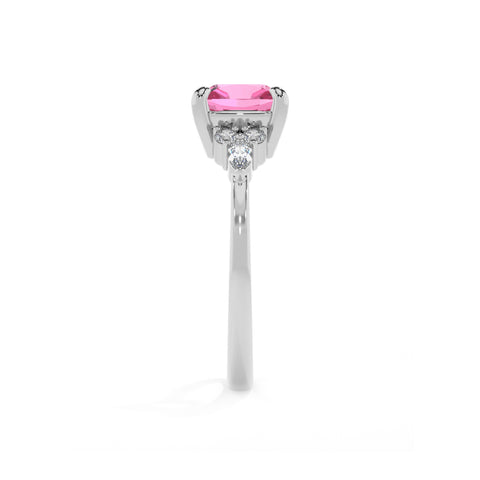 lab-grown pink-sapphire cushion solitaire engagement ring