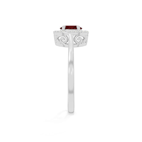 natural garnet solitaire halo engagement rings in sterling silver 