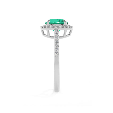 lab-grown emerald round half eterity halo solitaire engagement ring