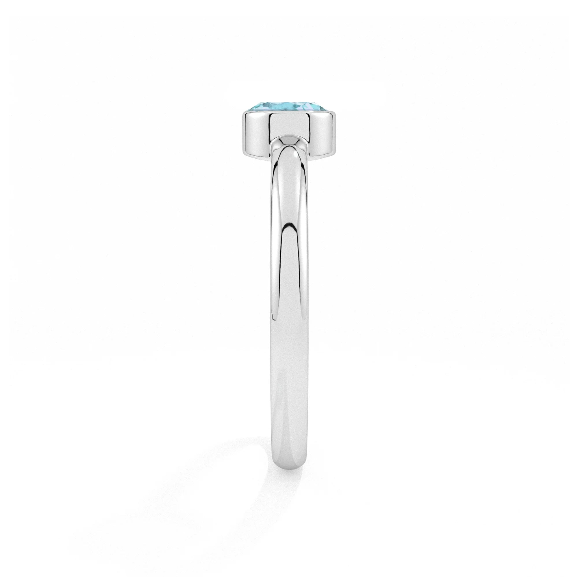 swiss blue topaz round cut stackable bezel-set ring