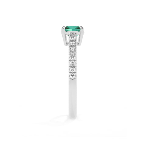 lab-grown emerald cushion half eterity solitaire engagement ring