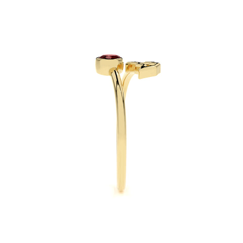 aquarius zodiac ring with natural red garnet gold vermeil