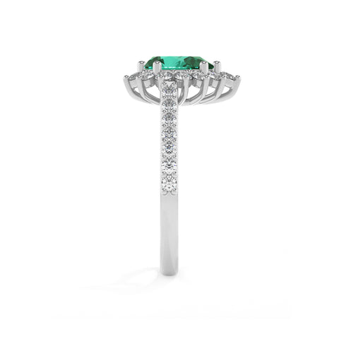 lab-grown emerald pear half eterity halo solitaire engagement ring