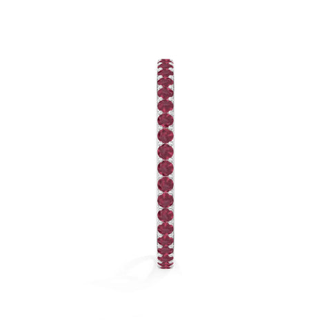 natural ruby eternity band rings in sterling silver 