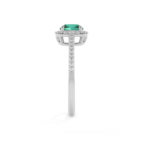 lab-grown emerald cushion half eterity halo solitaire engagement ring