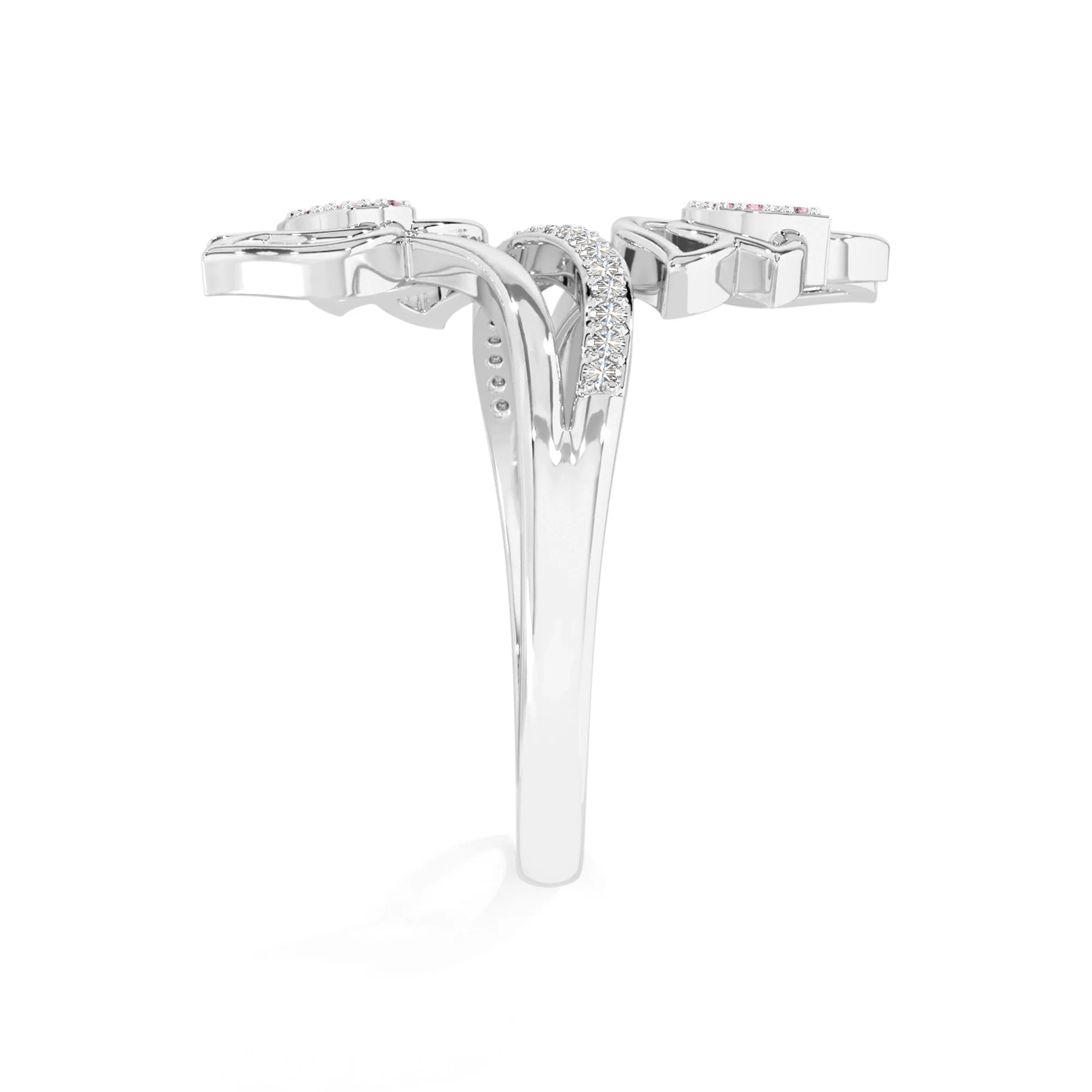 natural pink tourmaline lotus blossom rings in sterling silver 