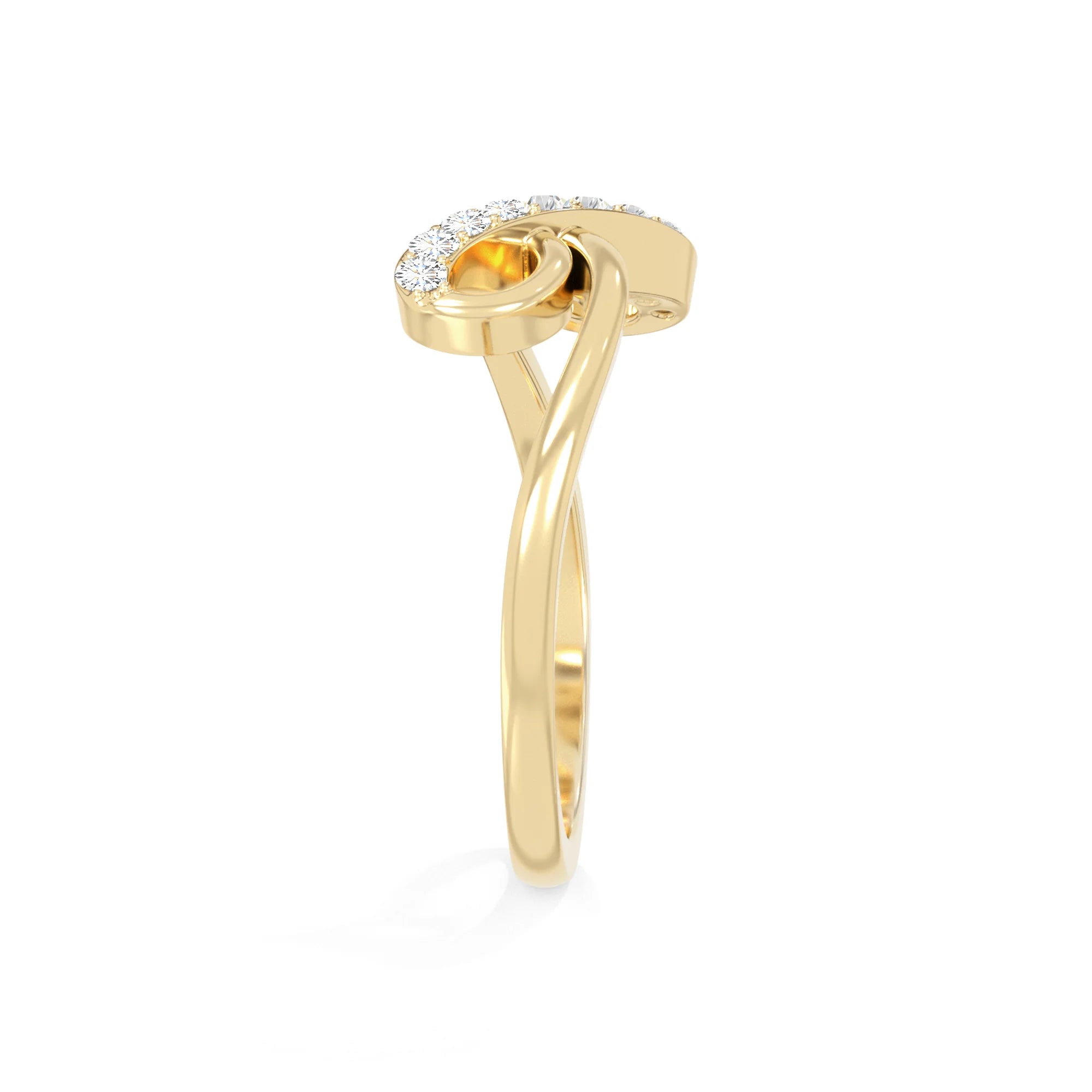 natural moissanite infinity promise rings in yellow gold vermeil