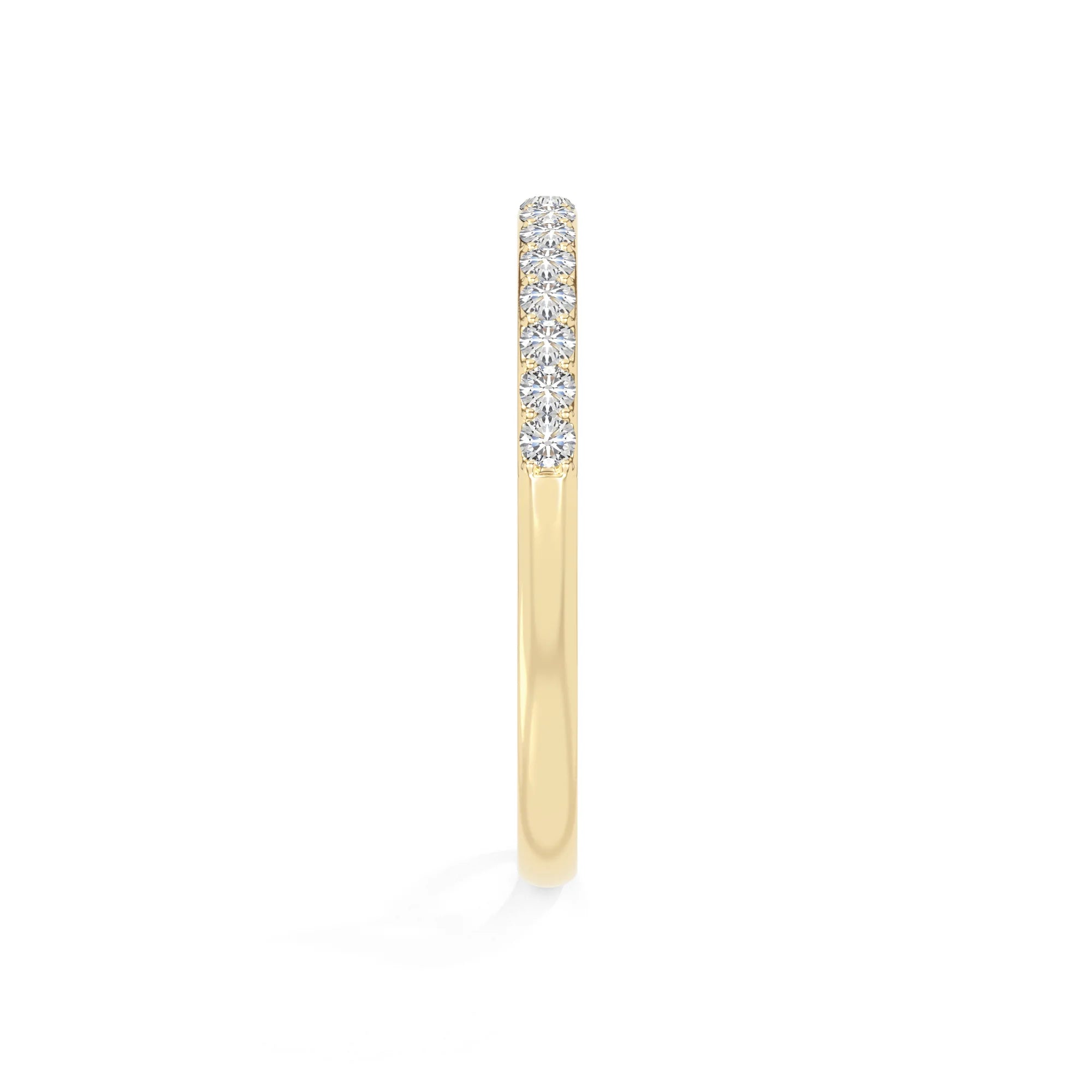 natural moissanite half eternity band rings in yellow gold vermeil