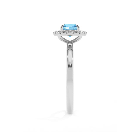 natural swiss blue topaz cushion halo solitaire engagement ring