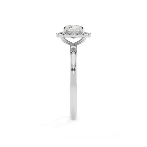 lab-grown moissanite cushion halo solitaire engagement ring