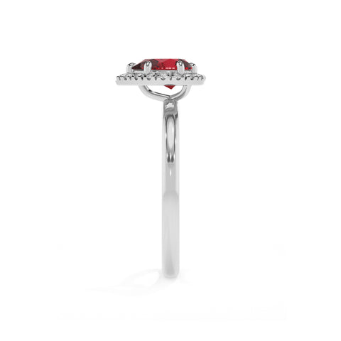 lab-grown ruby pear halo solitaire engagement ring