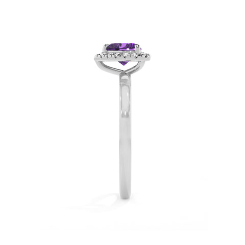 lab grown amethyst heart halo solitaire engagement ring