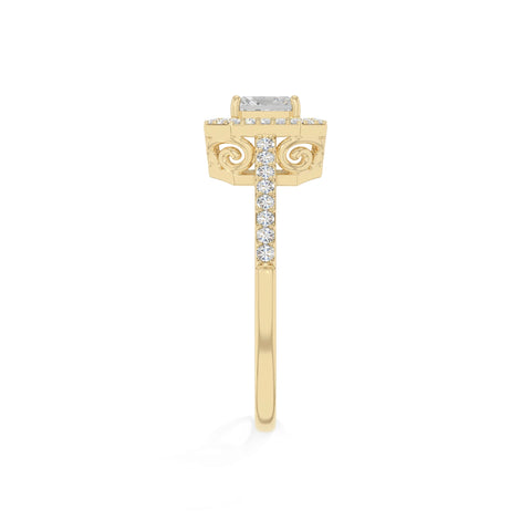 natural moissanite solitaire halo engagement rings in yellow gold vermeil