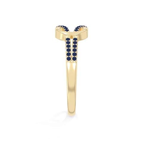 natural blue sapphire infinity knot promise rings in yellow gold vermeil