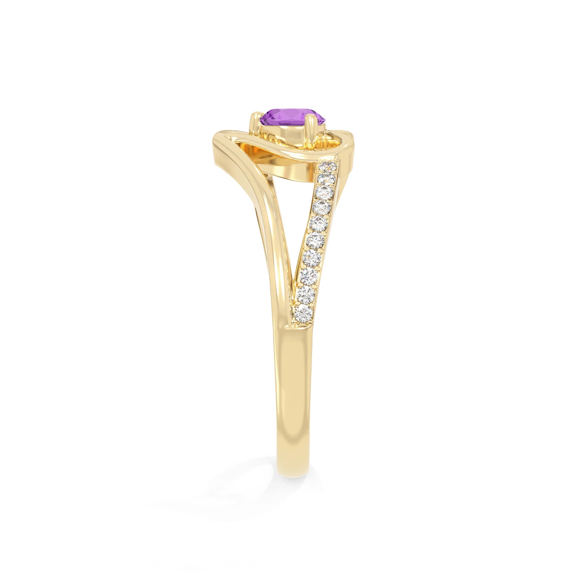 natural amethyst heart promise rings in yellow gold vermeil