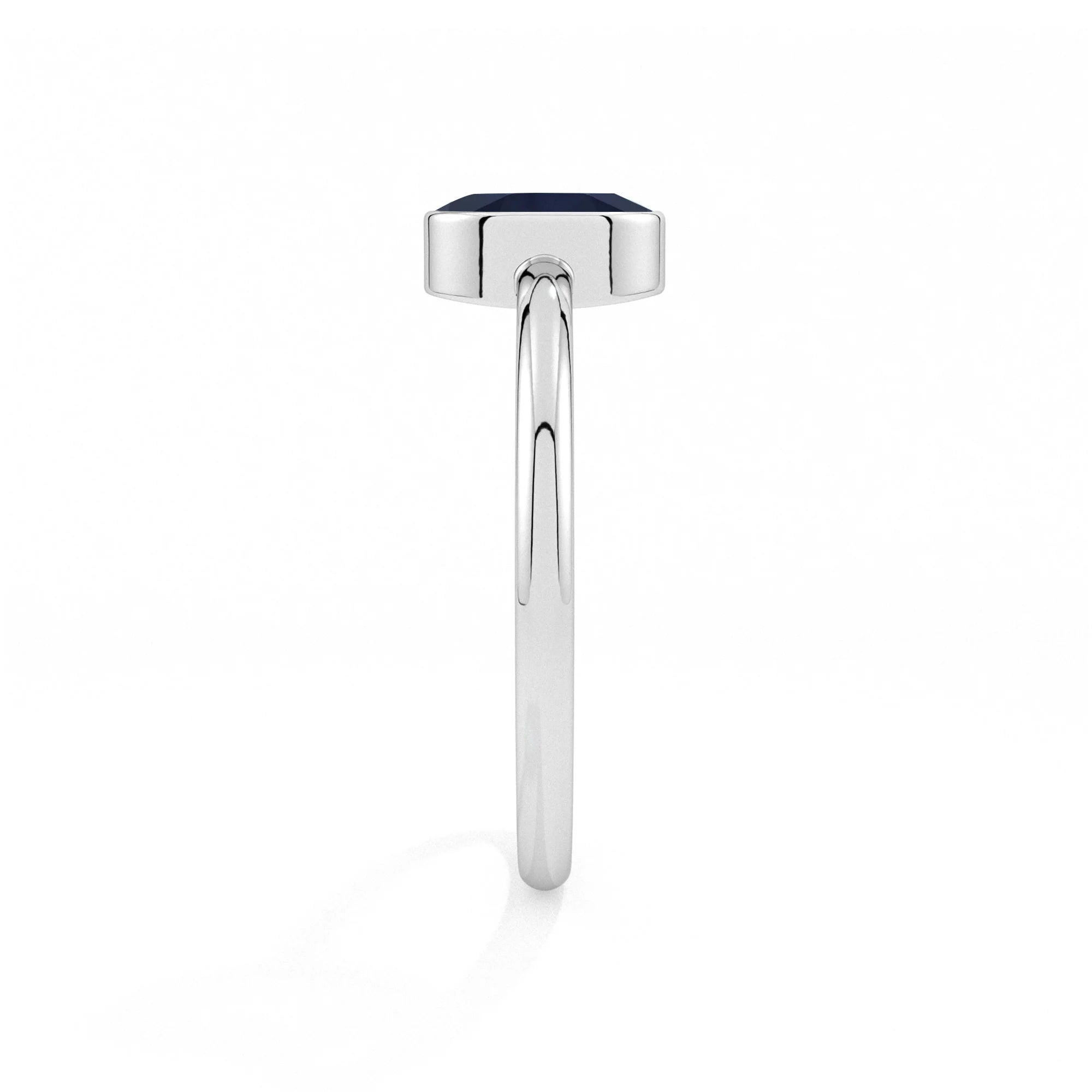 blue sapphire oval cut stackable bezel-set ring