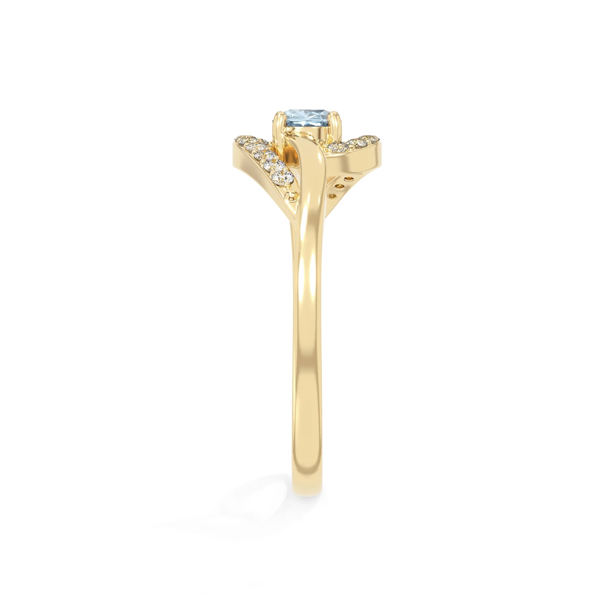 natural aquamarine infinity solitaire rings in yellow gold vermeil