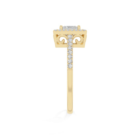 natural moissanite solitaire halo engagement rings in yellow gold vermeil