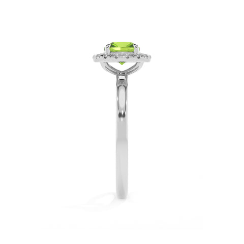 natural peridot cushion halo solitaire engagement ring