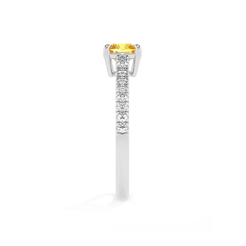 lab-grown yellow-sapphire cushion half eterity solitaire engagement ring