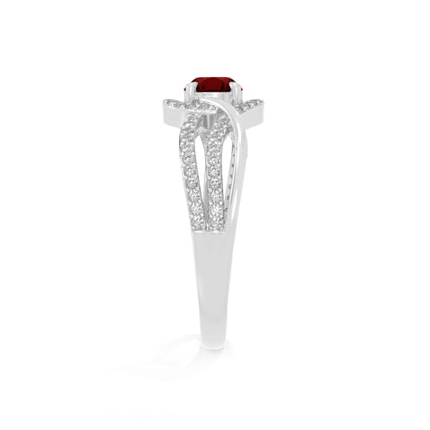 natural garnet solitaire engagement rings in sterling silver 