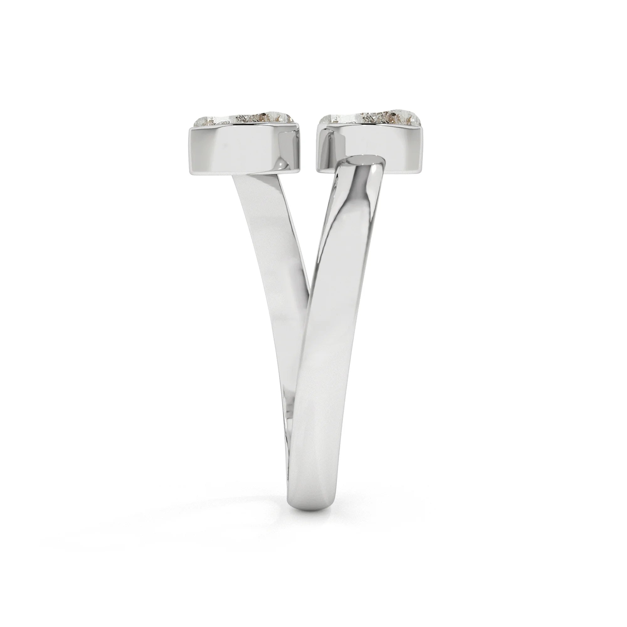 petroleum-quartz rough shape stackable bezel-set ring