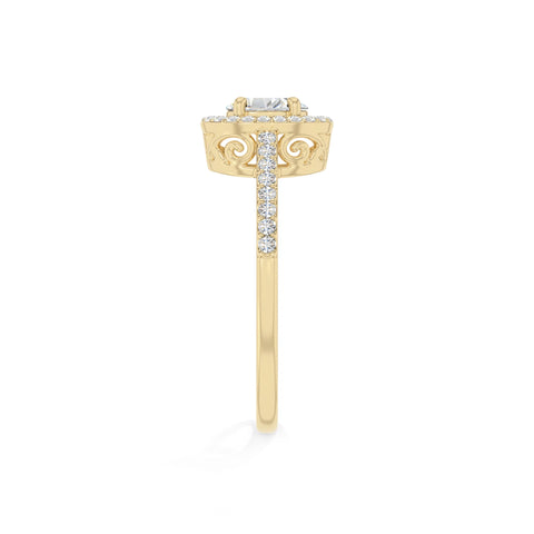natural moissanite solitaire halo engagement rings in yellow gold vermeil